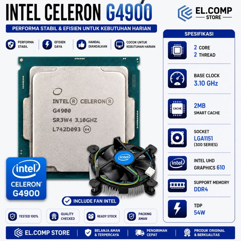 PROCESSOR INTEL G4900 TRAY + FAN INTEL LGA 1151