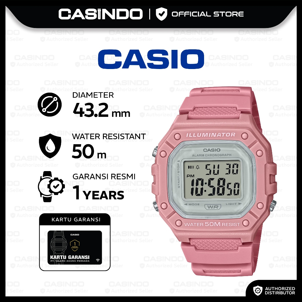 CASIO Jam Tangan Wanita Digital W-218HC-4AVDF