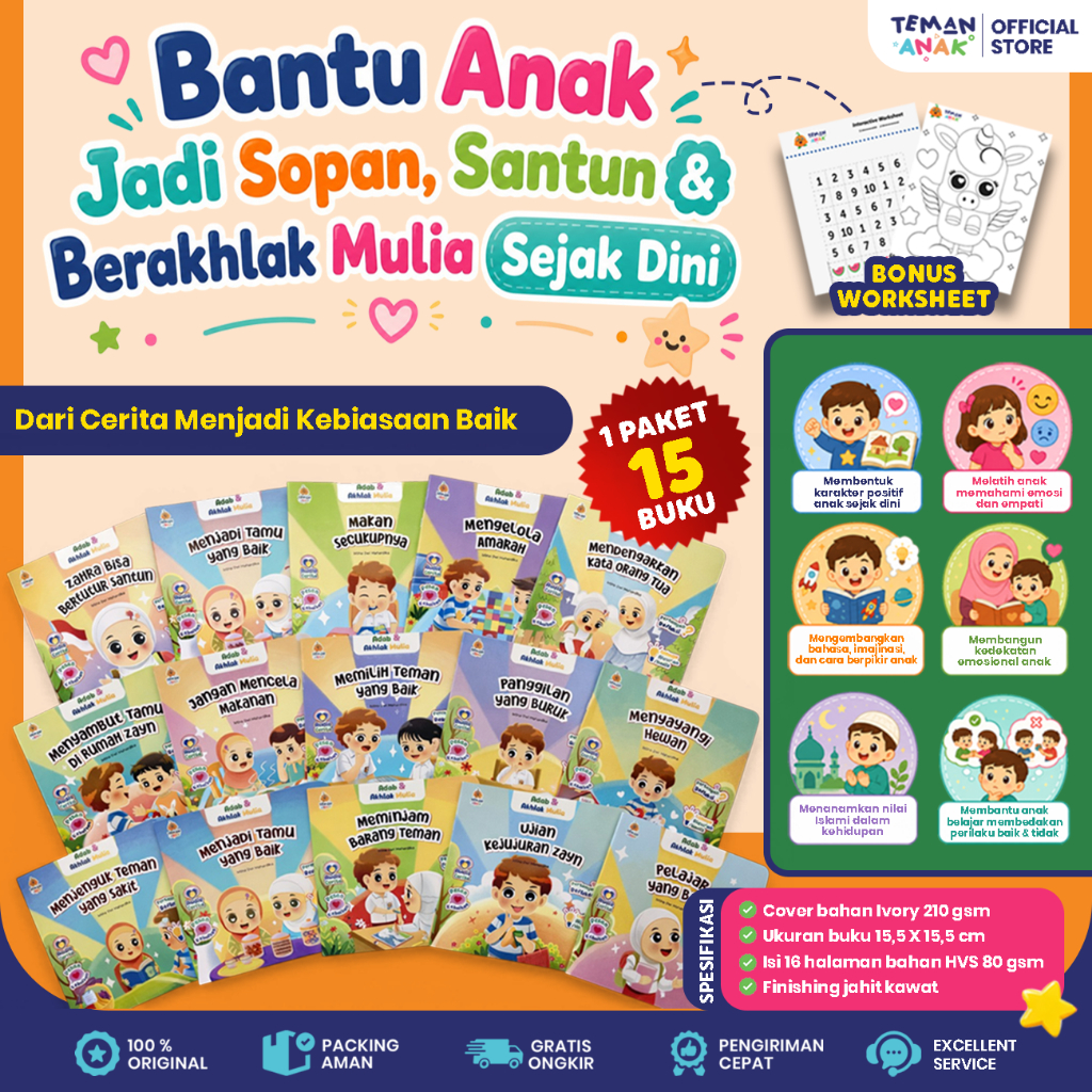 PUNCAK 6.6 GASPOL Teman Anak - Buku Cerita Islami Full Color tentang Adab & Akhlak Muslim | Dongeng 