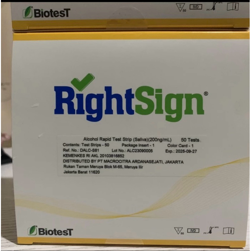 RIGHTSIGN Alkohol Saliva Test Strip / Tes Saliva