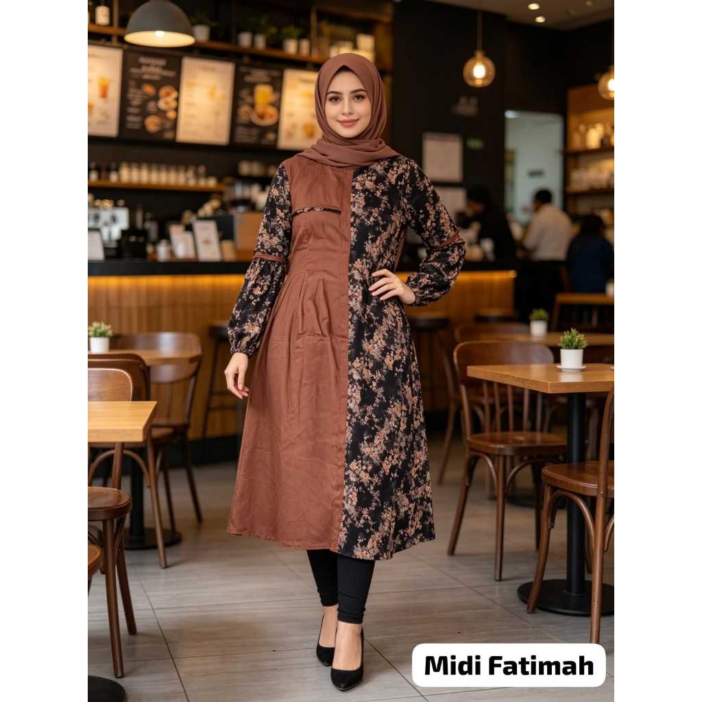 Midi Fatima By Visiee Busana Midi Rayon Motif Kekinian Yang Paling Banyak Dicari