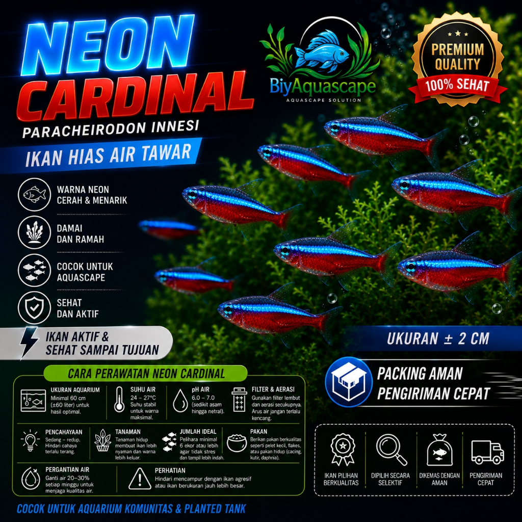 IKAN HIAS AQUASCAPE NEON CARDINAL / NEON TETRA / NEON CARDINAL TETRA / BLACK NEON