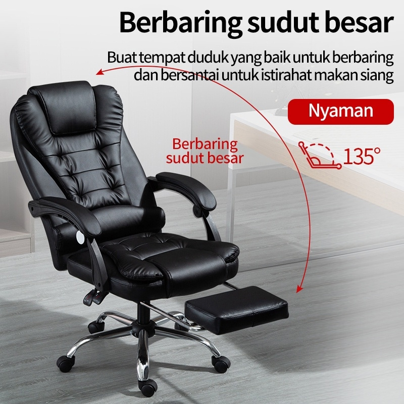 Kursi Kantor Direktur Manajer Selonjoran Kaki Pipa Besi Chrome Busa Oscar Hitam Cokelat