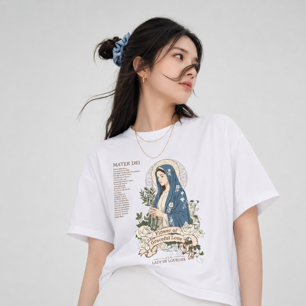 NEW ARRIVAL KAOS ROHANI HANDESIGN TEMA BUNDA MARIA LOURDES /MATERDEI1