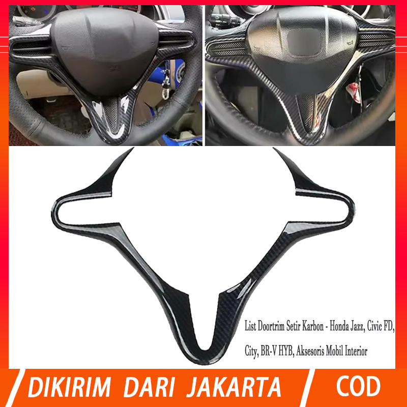 List Doortrim Setir Karbon - Honda Jazz, Civic FD, City, BR-V HYB, Aksesoris Mobil Interior