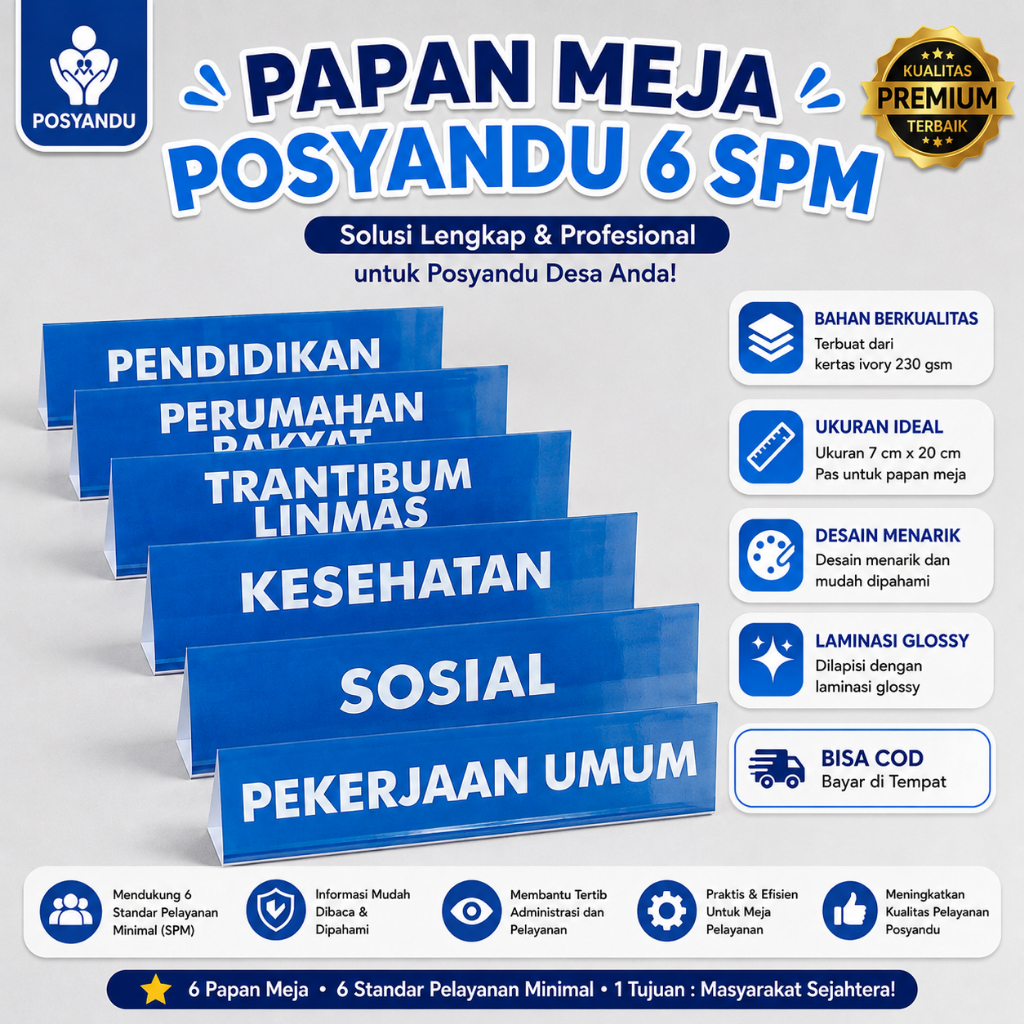 Paket Papan Meja Posyandu 6 SPM - Posyandu 6 SPM Bahan Ivory - Kader Posyandu