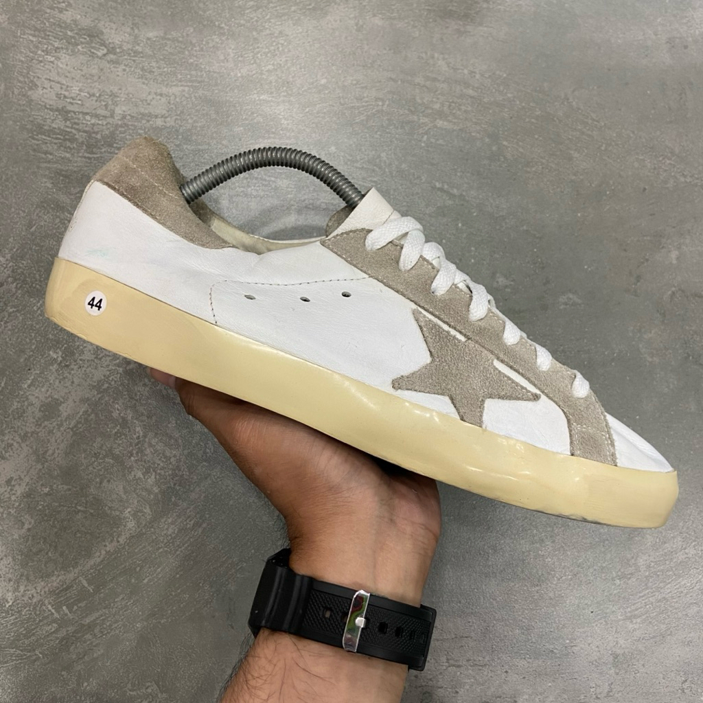 [Size 44] GGDB Golden Goose Super Star Classic With List Sneakers Cream White Grey Second Original K