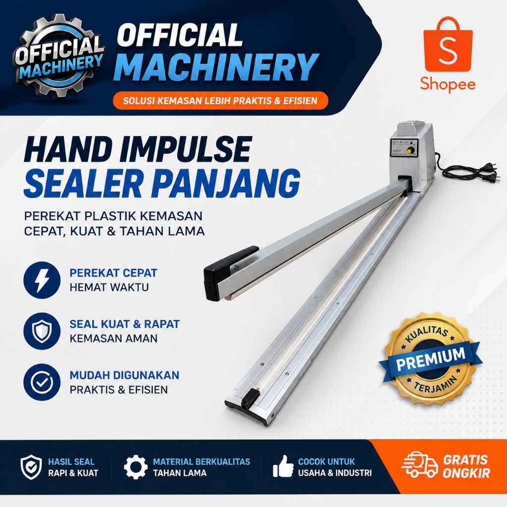 Hand Impulse Sealer Panjang Mesin Press Perekat Plastik Cocok untuk Laundry