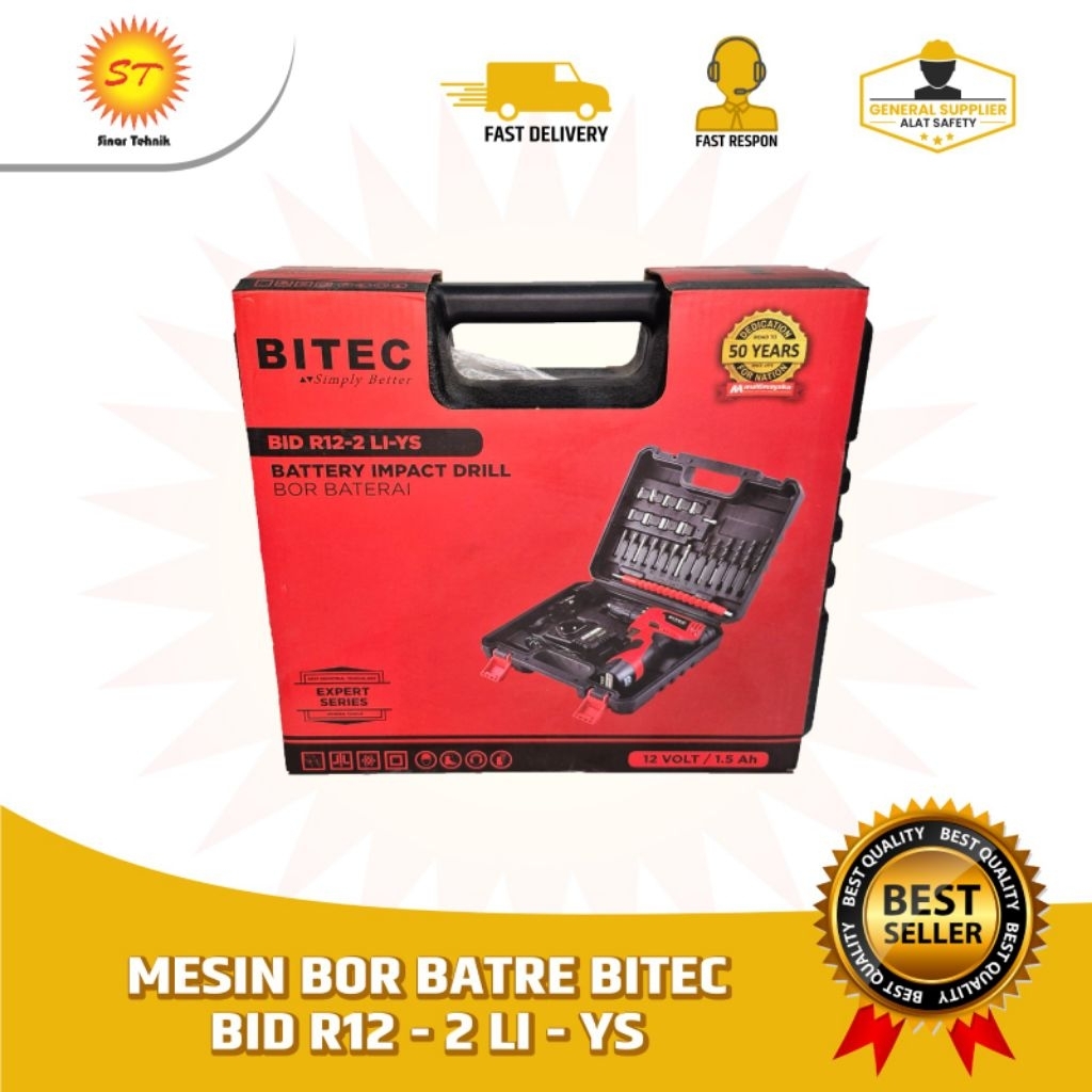 Mesin Bor Baterai Cordless BITEC BID R12 - 2 Ll - YS | BIDR12-2 LI-YS BITEC