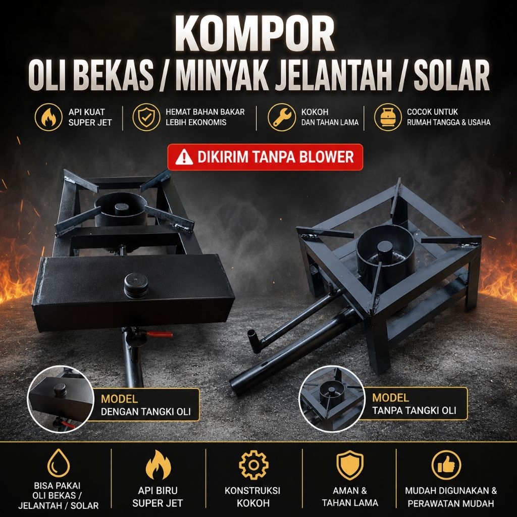 kompor oli bekas dikirim tanpa Blower (hanya kompor)