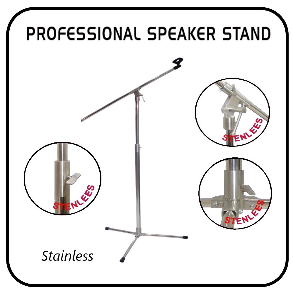 Stand Mic Lantai Full Stainless - Braket Stand Mic Tripod