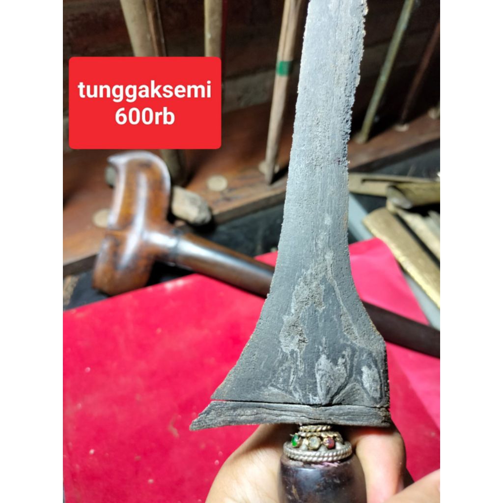 Keris Lurus Kuno Sepuh Pamor Tunggak Semi Warangka Gayaman Solo Polosan