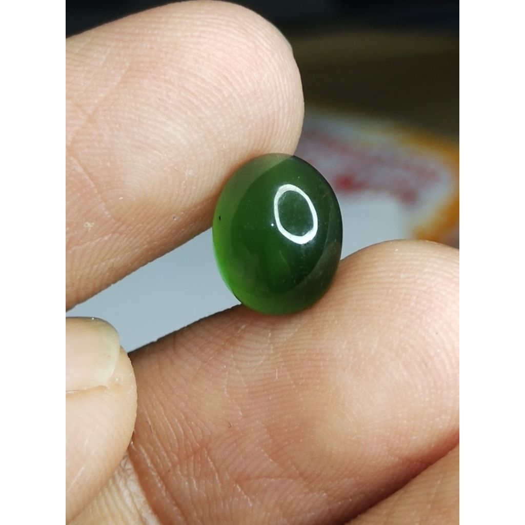 Natural Serpentine Giok Hijau Memo 10 x 8 x 4.5 mm 3 Ct Oval Cabochon Top NTD YGL 2464