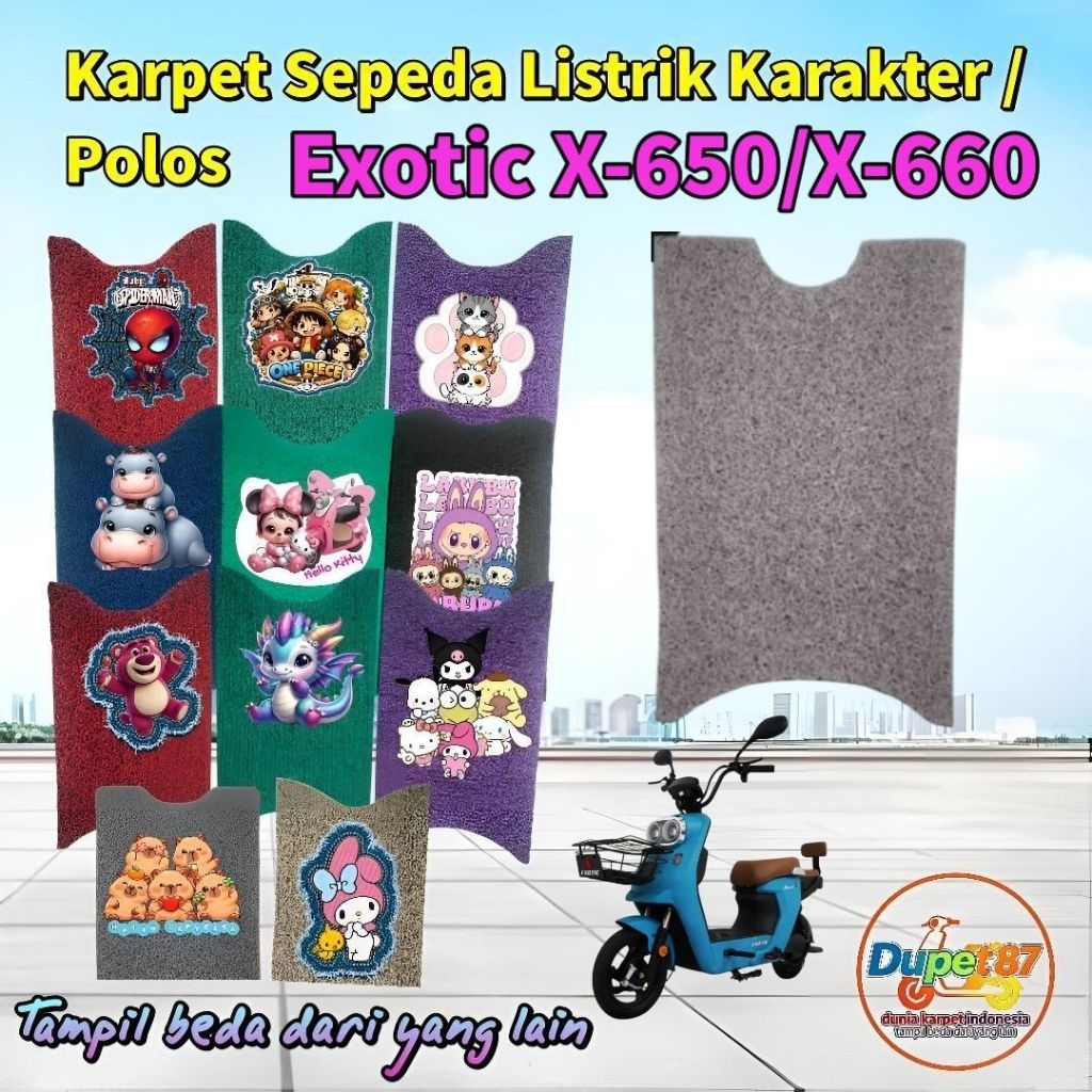 Karpet sepeda listrik karakter/Polos Exotic X-650/X-660