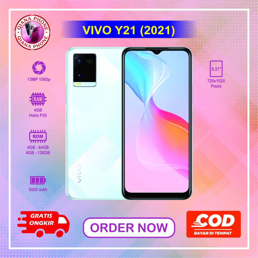 HP VIVO Y21 (2021) RAM 4+1/64Gb Normal second siap pakai