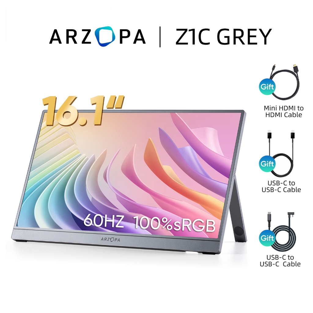 ARZOPA Z1C 16.1" FHD IPS Portable Monitor 100% sRGB USB-C HDMI
