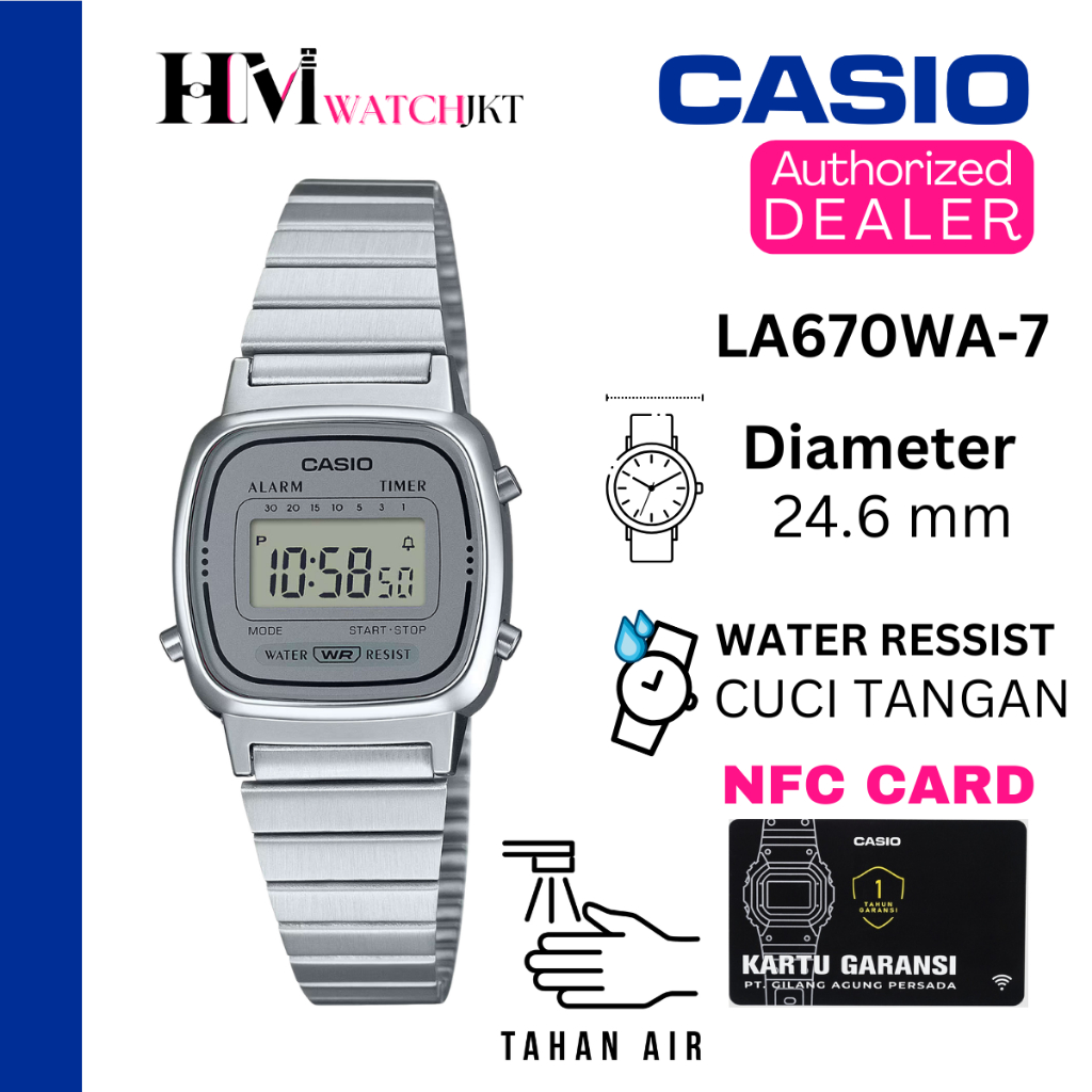 CASIO LA670WA-7DF Jam Tangan Wanita Original Digital Vintage LA670WA-7 LA670W LA670 la670