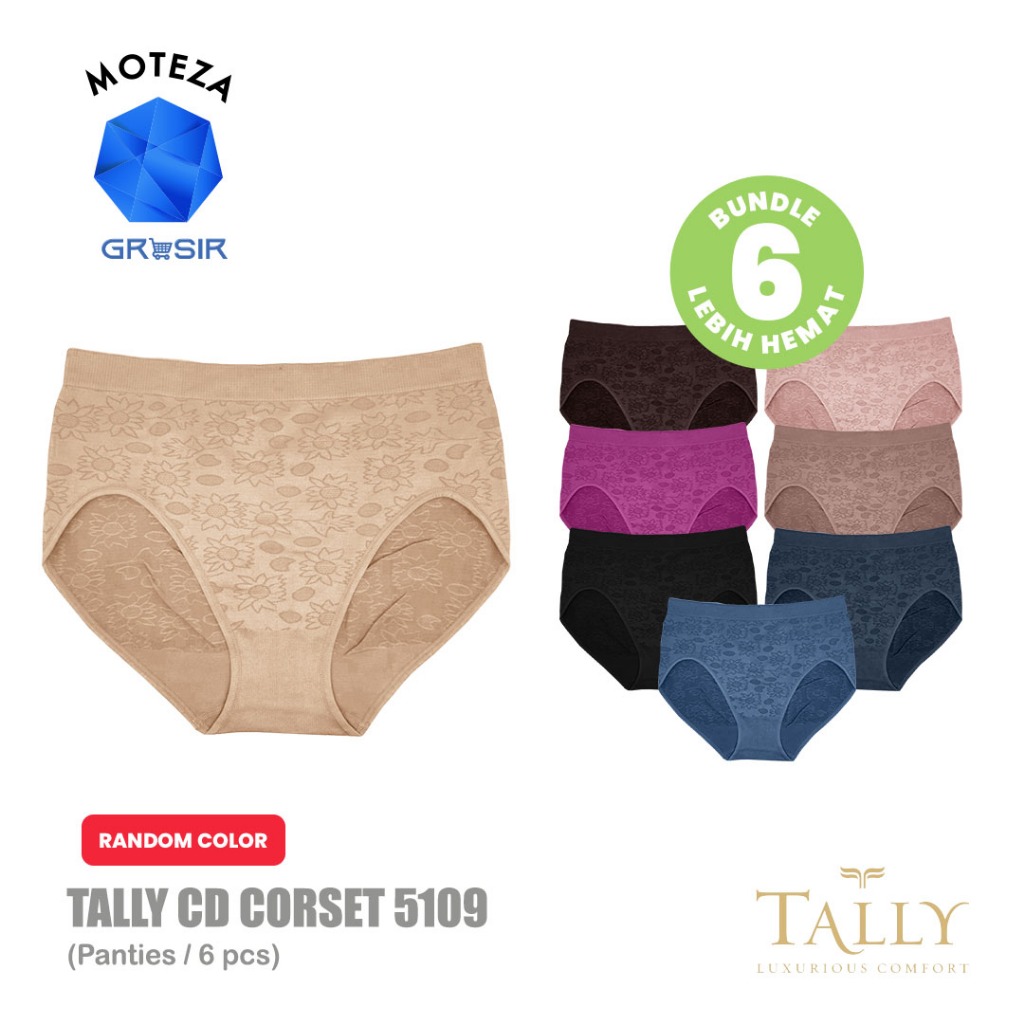 Grosir [6 pcs] [12 pcs] Tally 5109 - CD Celana Dalam Wanita Korset Highwaist Jumbo - Corset Rajut Hi