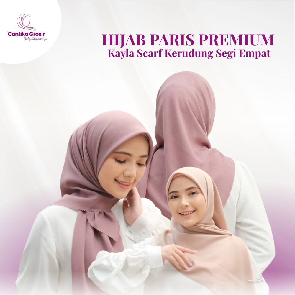 Hijab Paris Premium Kayla Scarf Kerudung Segi Empat Polos 110x110