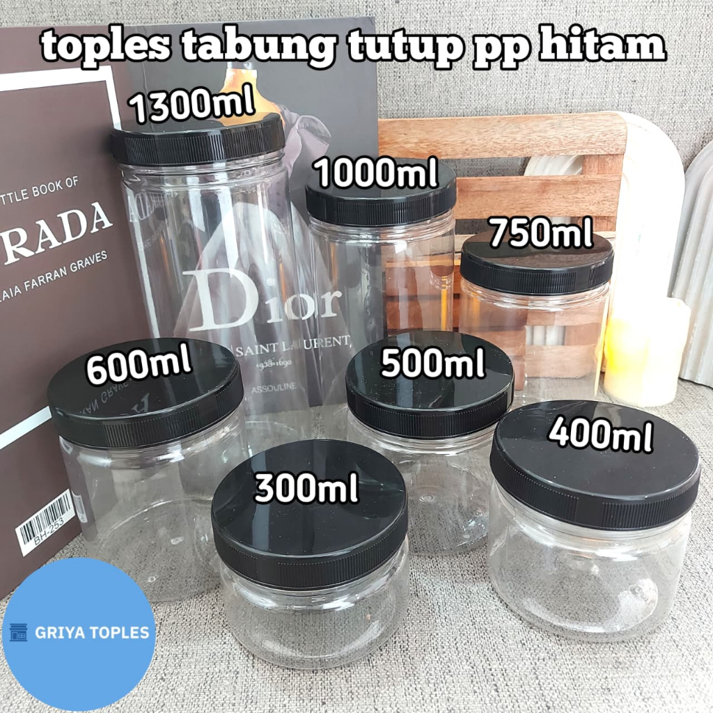 TOPLES TABUNG ALL SIZE TUTUP PP HITAM  / TOPLES 300ML / 400ML / 500ML / 600ML / 750ML / 1000ML / 130