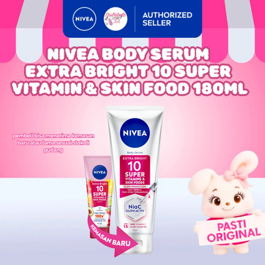 NIVEA Super Vitamin & Skin Food Extra Bright Body Serum 10  + Niacinamide SPF15 180mL