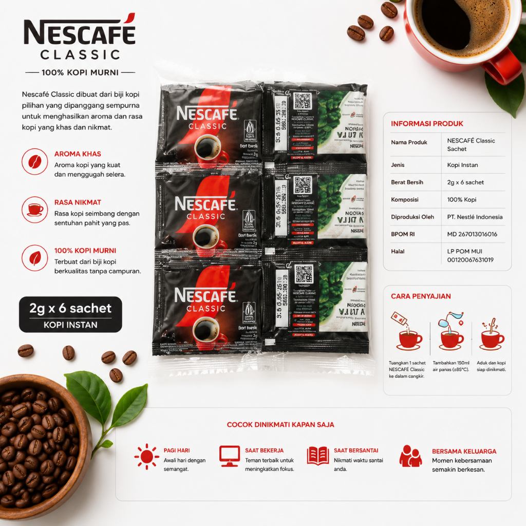Nescafe Classic Sachet 2 Gr 60 Sachet