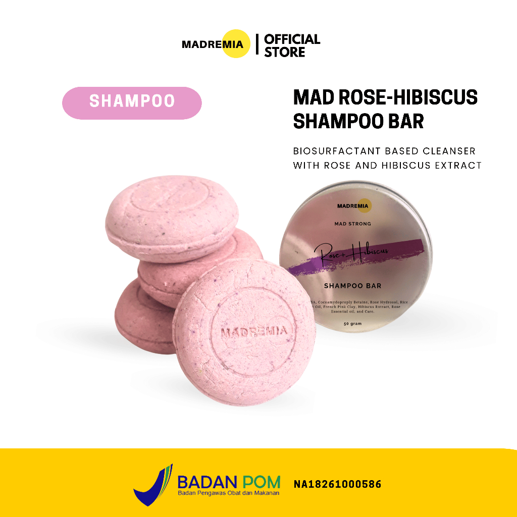 Madremia Mad Rose Hibiscus Shampoo Bar (Sulfate-Free)