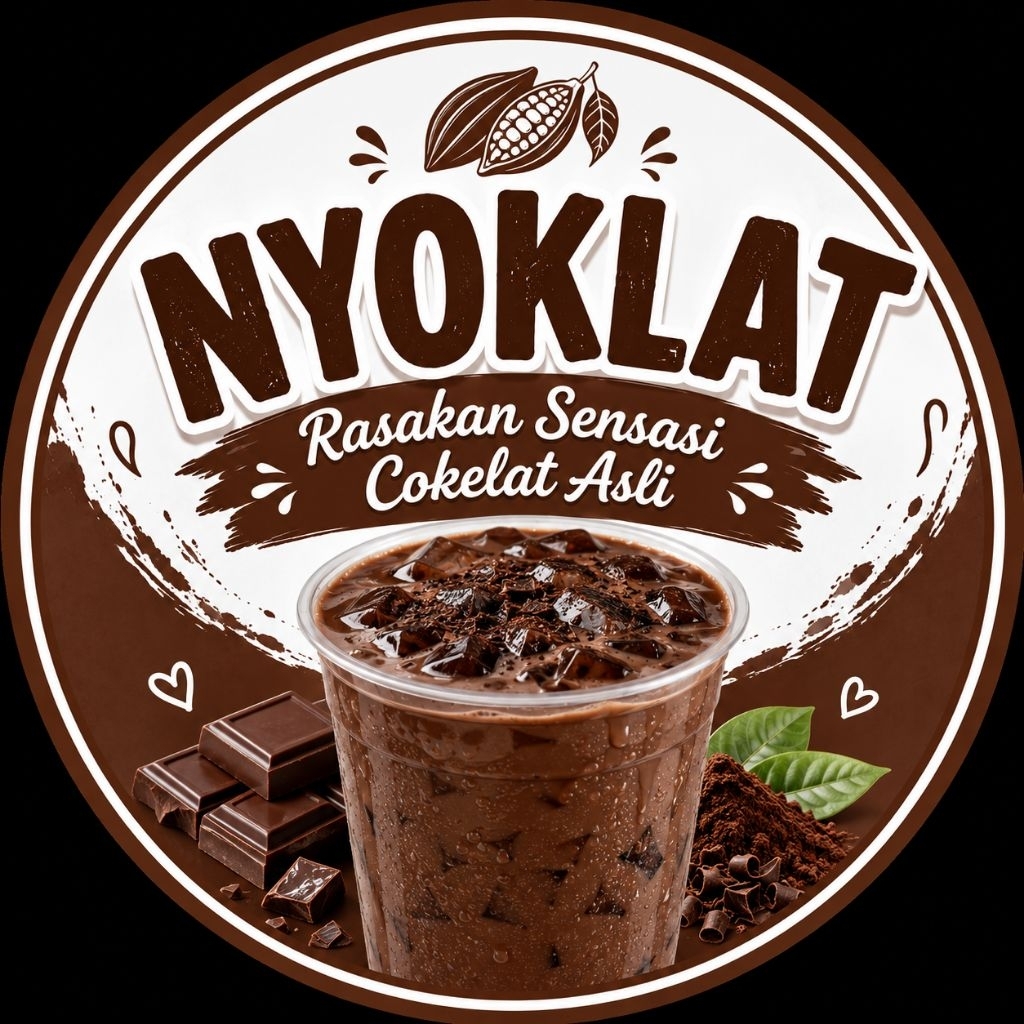 Stiker cup Nyoklat terbaru isi 60pcs ukuran 5cm bisa COD