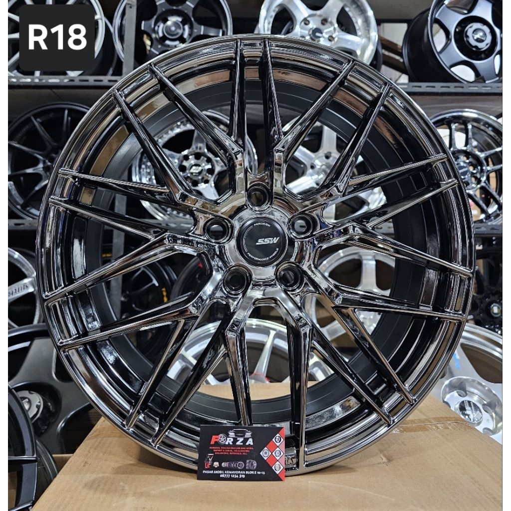 Velg SSW 348 R18 PCD5x112/114.3 Black Chrome. Lebar 7.5 ET 40. Made in thailand.