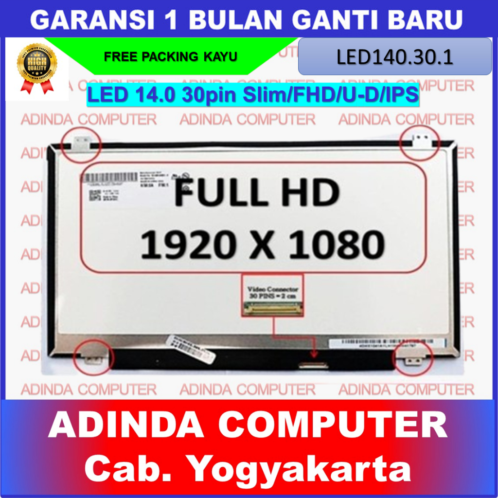 LCD LED 14 Inch 14.0 Inch Slim 30 pin Full HD FHD AB IPS