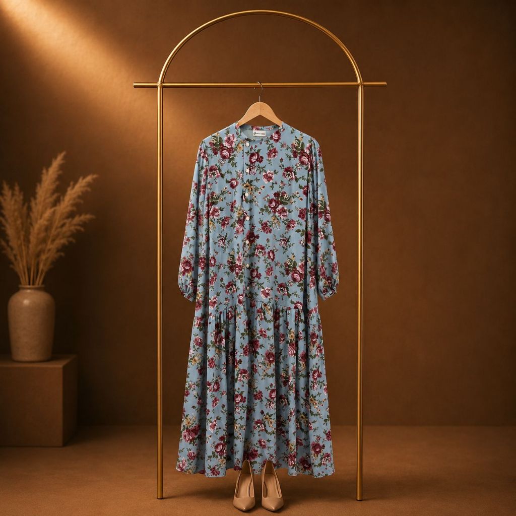BNL Luxury x Cicifika - Gamis Fashion Muslimah Motif Kancing Samping Mutiara Elegan