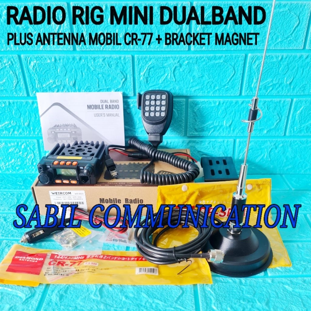 RADIO RIG MINI DUALBAND UV8900 WEIRCOM WR9800 PLUS PAKET ANTENA MOBIL CR77 DAN BRACKET ANTENA MAGNET