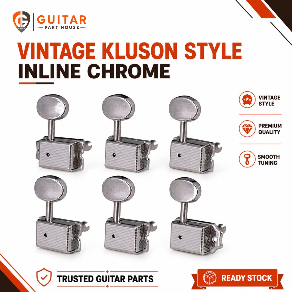 Dryer Gitar Kluson Style 6 in Line Chrome Set - Tuning Machine Head Vintage