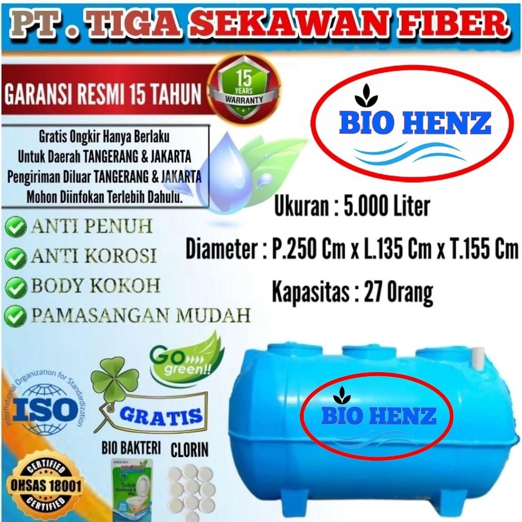Septic tank RC - 5000 Liter, sepiteng ramah lingkungan murah septictank septic tank biotech
