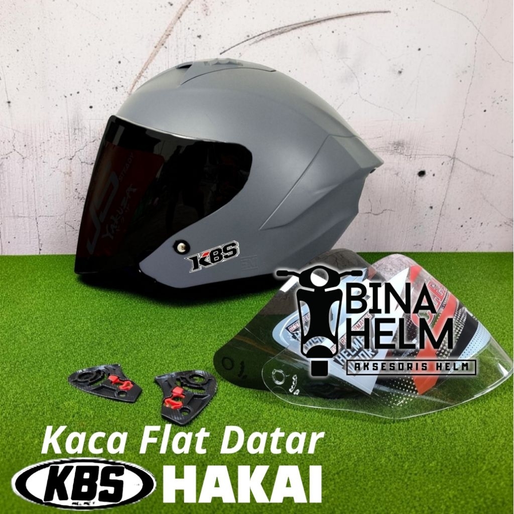 Kaca Helm KBS HAKAI Flat Visor Datar KBS HAKAI Bening Hitam