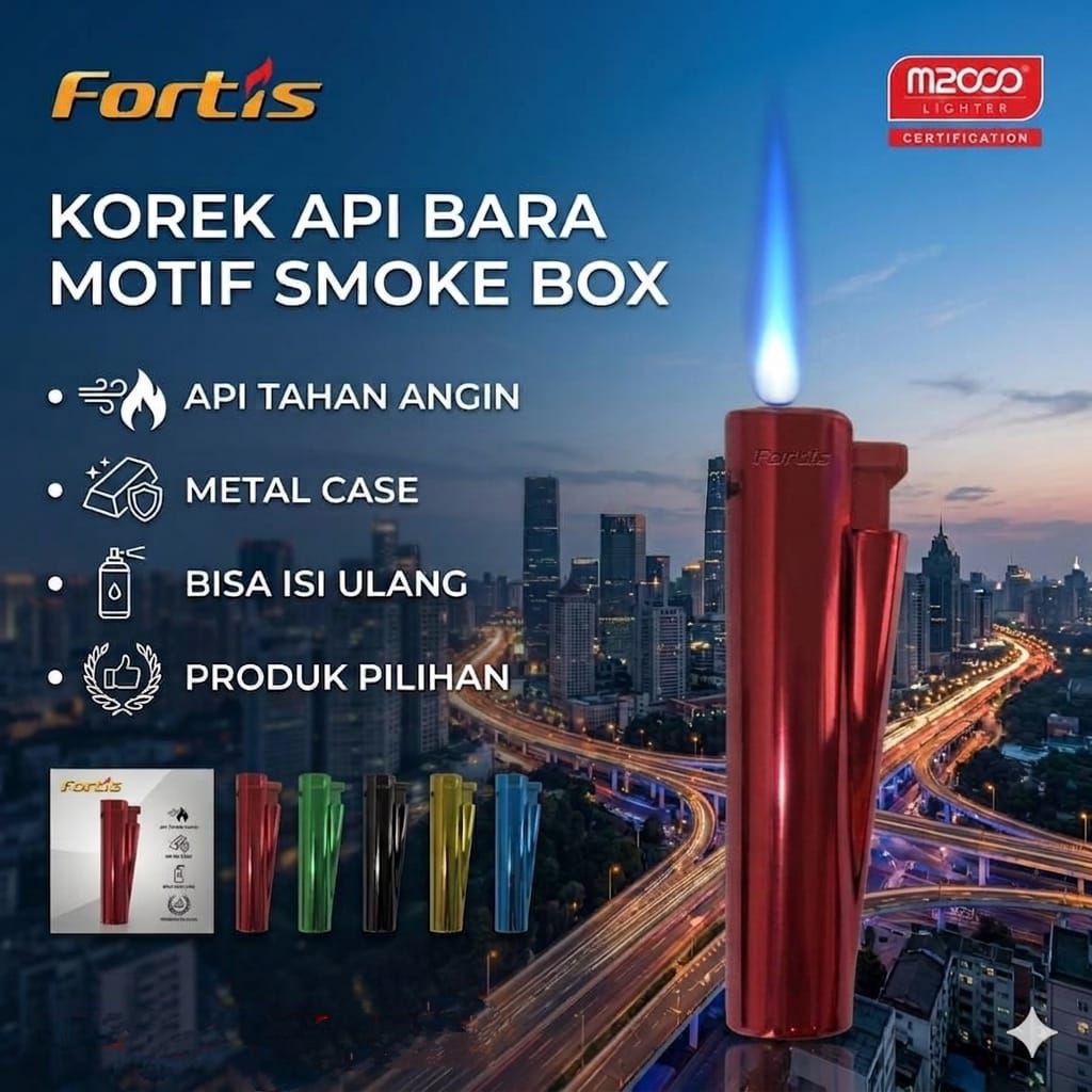 Korek api bara Fortis Vessel Series refillable colourful metal case SNI