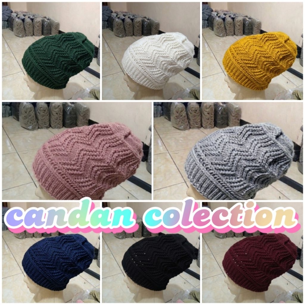 ciput/kupluk rajut zigzag bahan akrilik wol lembut ciput rajut nenek-kupluk rajut unisex pria wanita