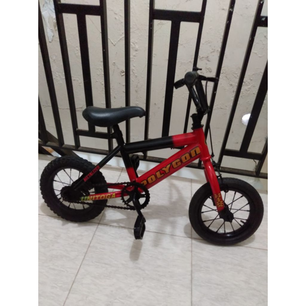 SEPEDA BEKAS UK 12" POLYGON COWOK TERMURAH / SEPEDA ANAK SECOND UKURAN 12 INCH REPAINT (CAT ULANG) D