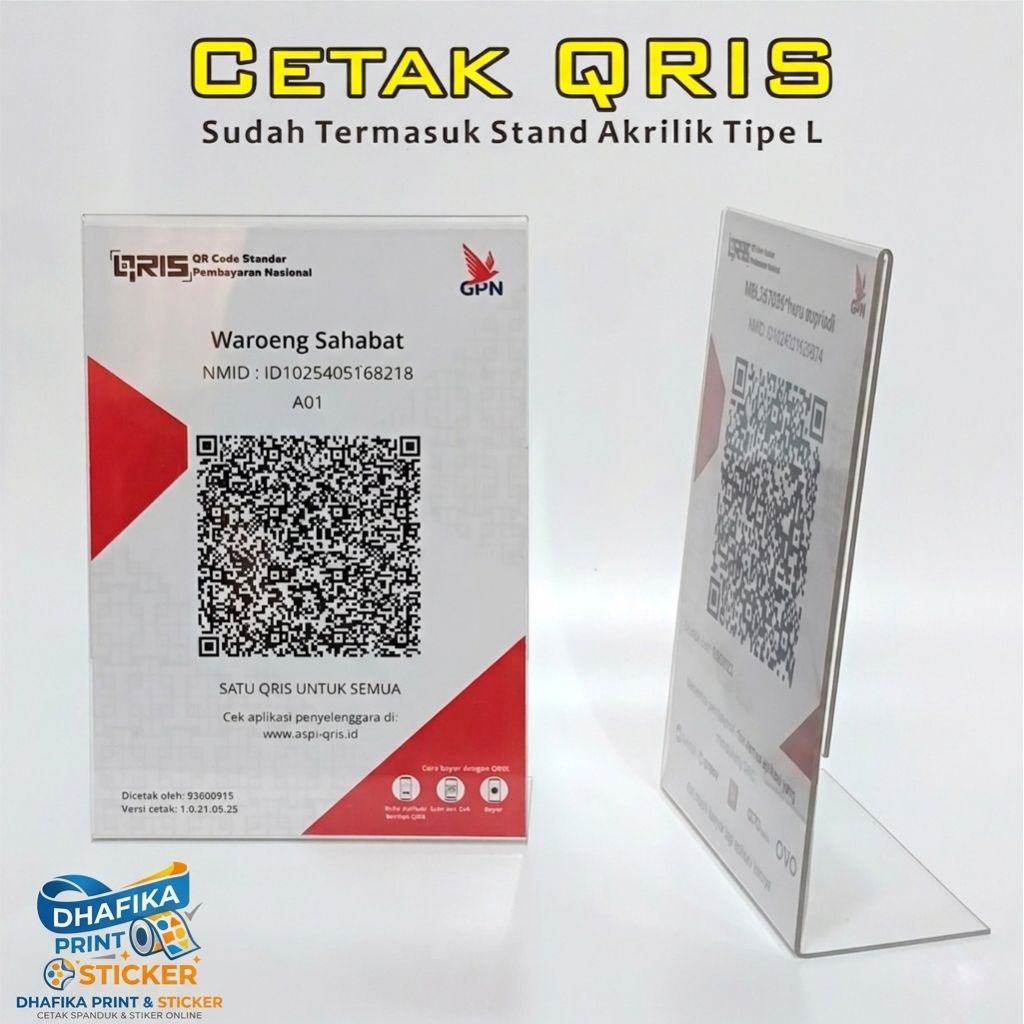 Papan Barcode QRIS Akrilik QRIS A6 Papan Cetak Pembayaran QRiS