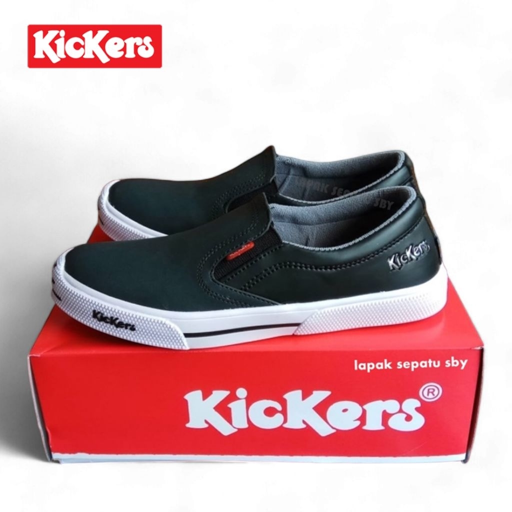Sepatu Kickers Mx One Slip On Slop Casual Pria Kerja Sekolah Kuliah Santai Sol Karet Anti Licin