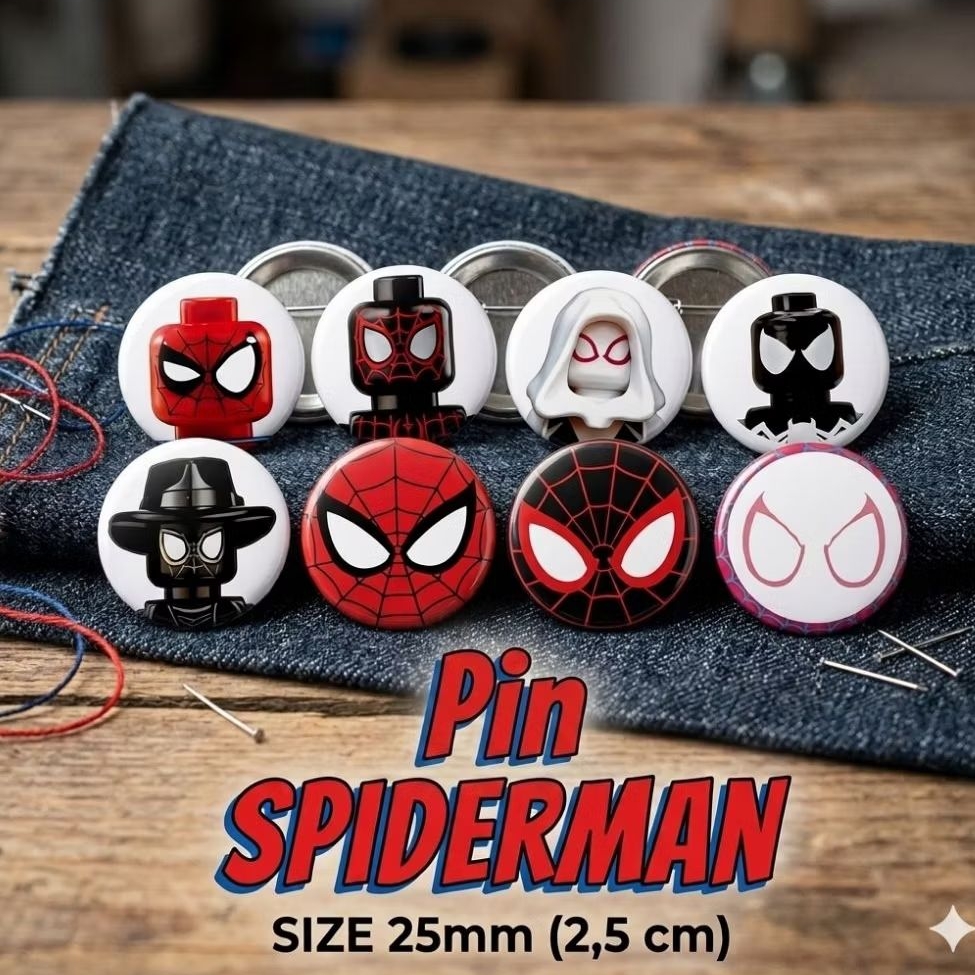 Pin Button Spiderman Couple Lucu Aesthetic - Pin Bag Peniti Aksesoris Tas