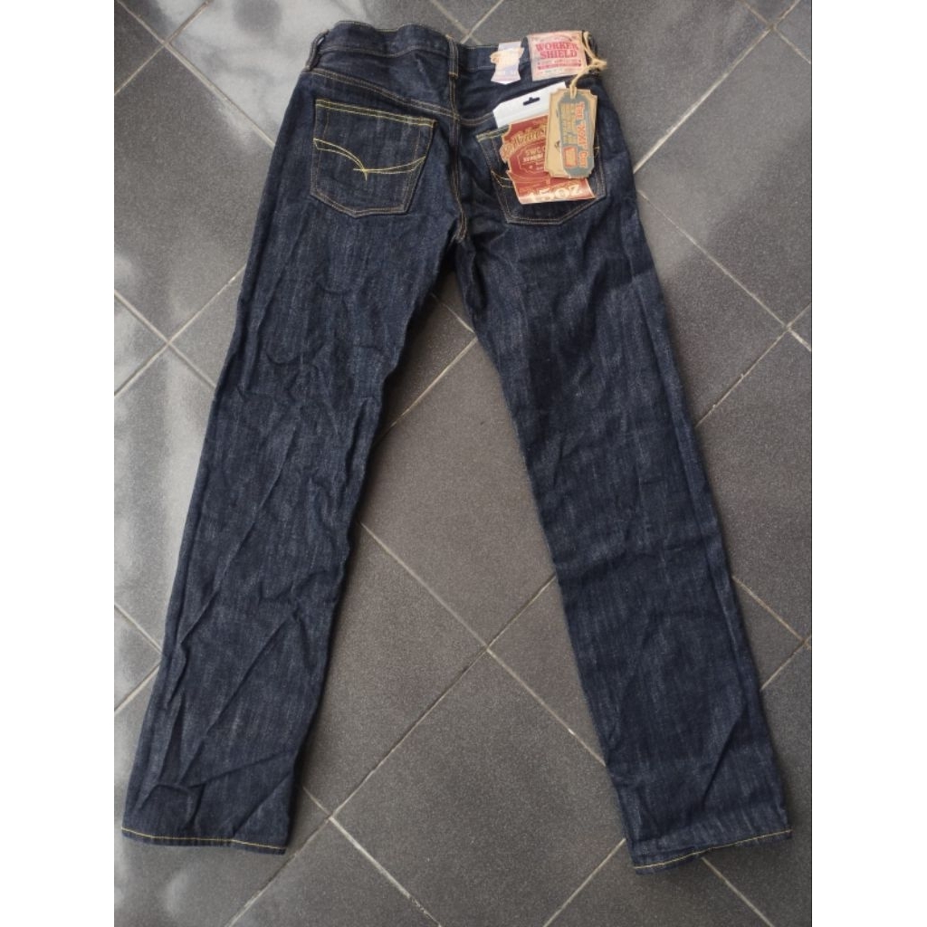The Worker Shield & Co. SWC 0Il X Straight Leg Cut Celana Jeans Pria 15oz Size 34 dengan Desain Nyam