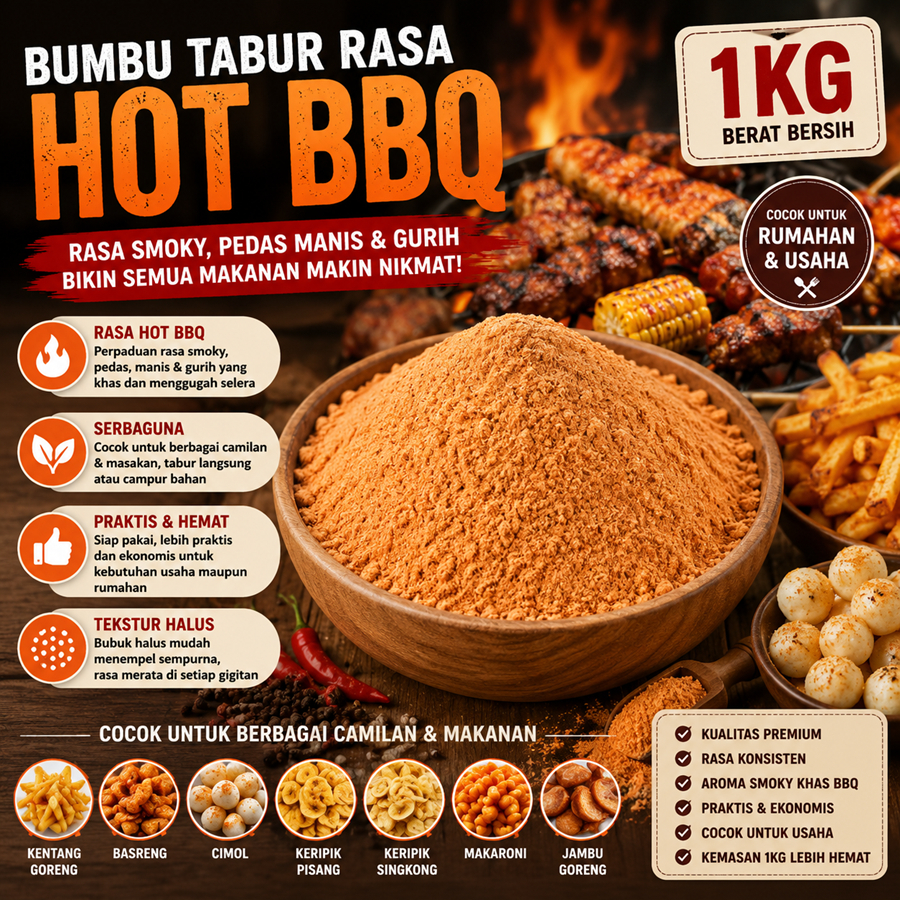 Bumbu Barbeque Bubuk Tabur Kiloan Aneka Bubuk Tabur Rasa Hot BBQ 1Kg Kebutuhan Memasak Bumbu Lodeh B
