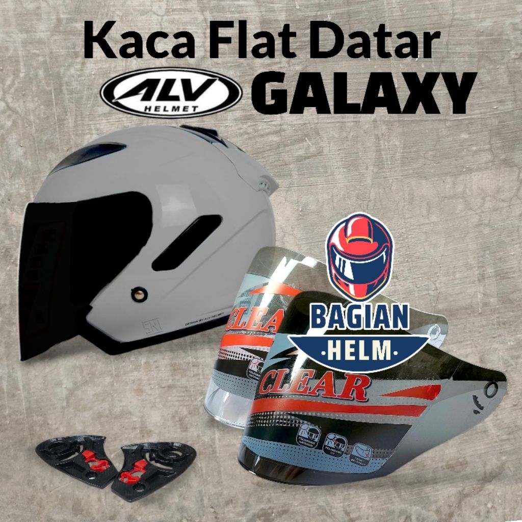 Kaca Helm ALV GALAXY Flat Visor Helmet Alv Galaxy Bening Hitam Smoke