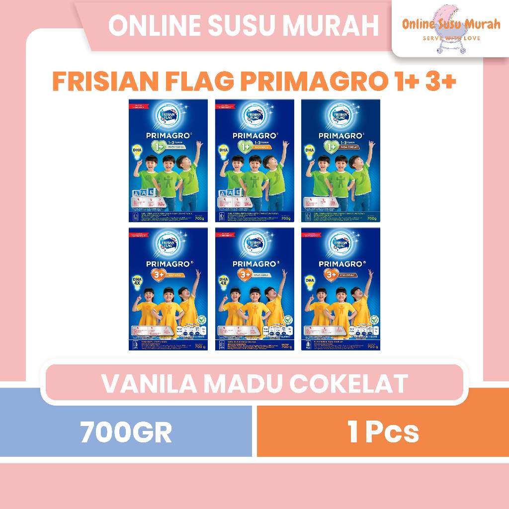 FRISIAN FLAG PRIMAGRO 1+ 3+ VANILA MADU COKLAT 700GR TAHAP 1 3 700 GR PRIMA GRO SSKD