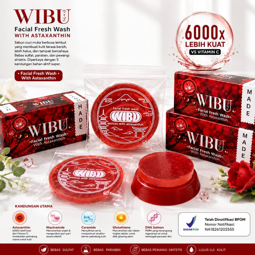 WIBU 1 Pcs Facial Fresh Wash DNA Salmon PDRN Sabun Wajah Antioksidan Premium