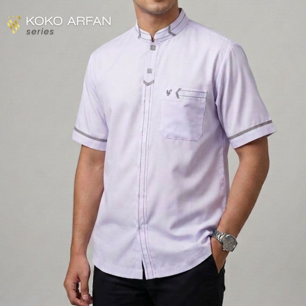 Baju Koko Putih Lengan Pendek Series Arfan Toyobo Royal Mix Premium Terbaru Tag label Brand Asriyani