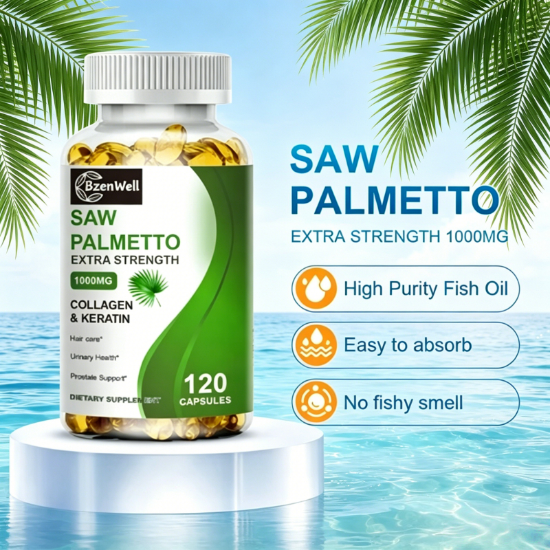 BzenWell Saw Palmetto 1000mg 120 Kapsul Tanpa GMO Bahan Murni Dukung Kesehatan Prostat Saluran Kemih