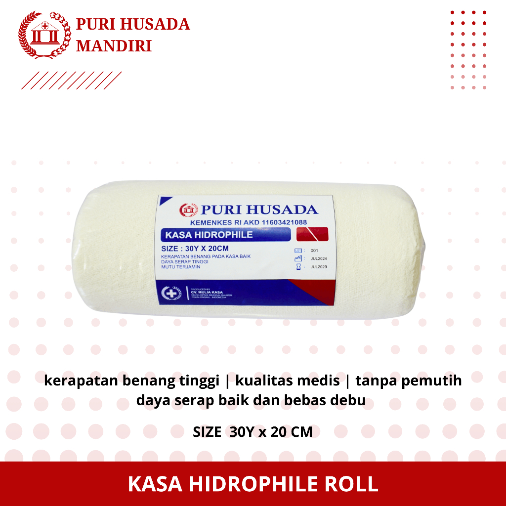 Kasa Roll Hidrofil 30 Yard x 20 Cm | Kasa Steril | Puri Husada