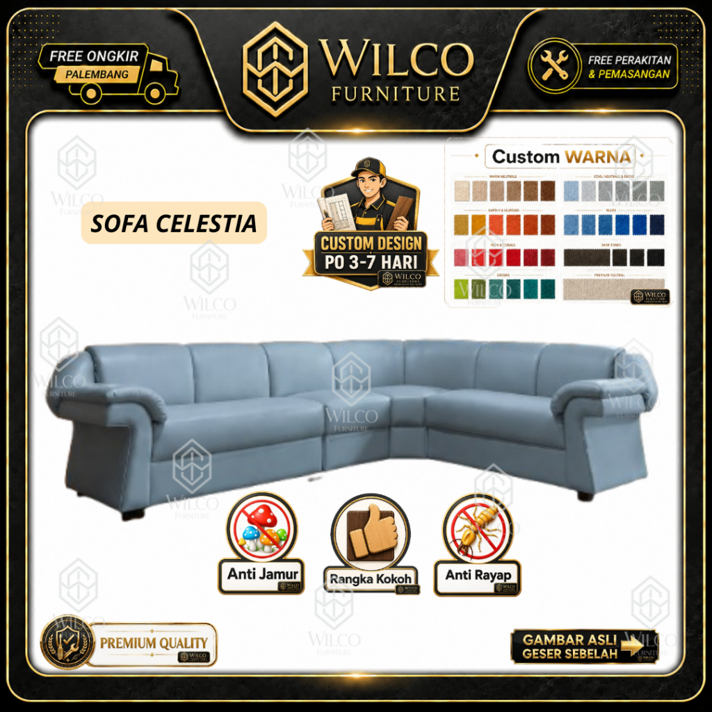 Sofa Tamu Celestia | Sofa Tamu L Sudut Bahan Kulit